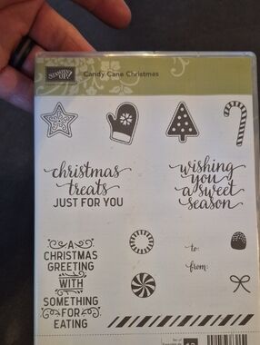 Stampin' Up! Candy Cane Christmas Clear Stamp Set - Olive Green, White